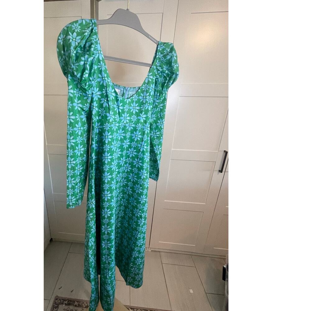 De Loreta Green Floral Midi Dress NWT XS - Picture 3 of 5
